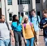 Students in front of Student Union Building at Truman State University