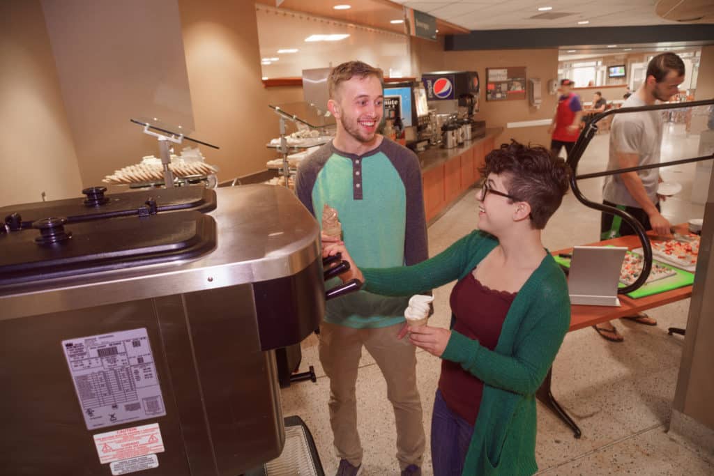 Getting ice cream in dining hall
