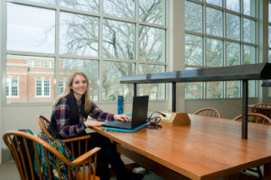 Student studying in the library